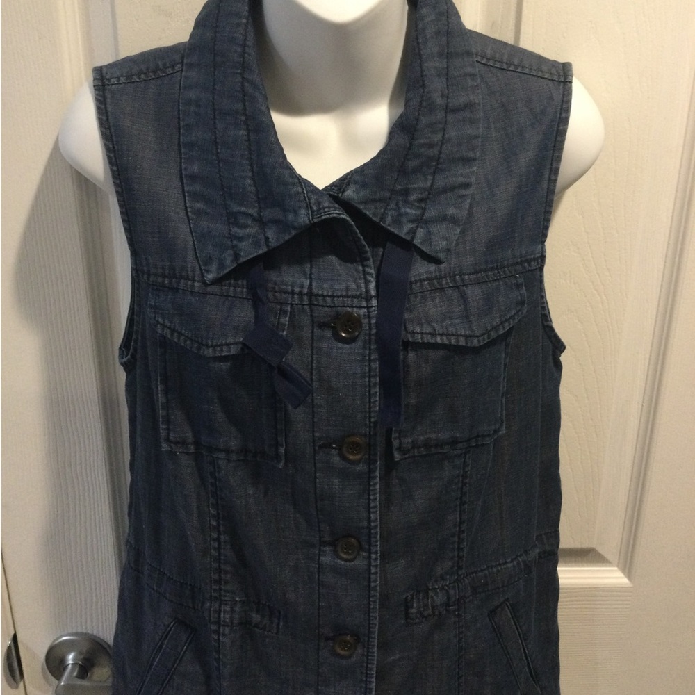 Talbots Chambray Denim Safari Vest XS
